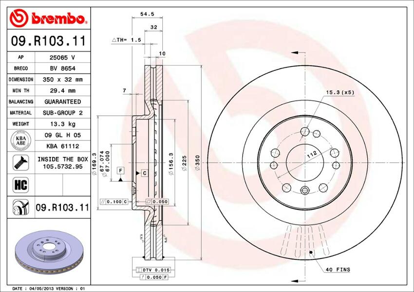 Mercedes Brembo Disc Brake Rotor - Front (350mm) 1644210512